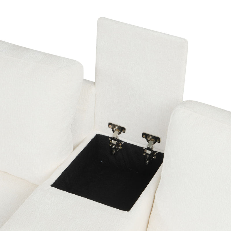 Modular L-Shaped Sectional Sofa Bed With Pull-Out Sleeper, Cup Holders, And Storage