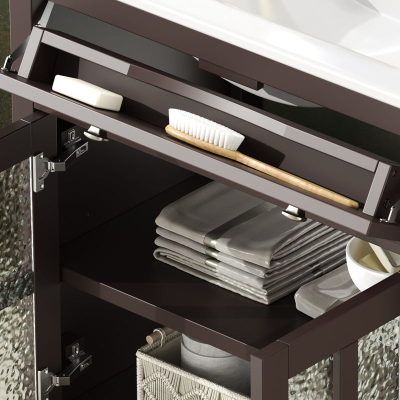 Bathroom Vanity With Ceramic Sink, Adjustable Shelf & Tip Out Tray