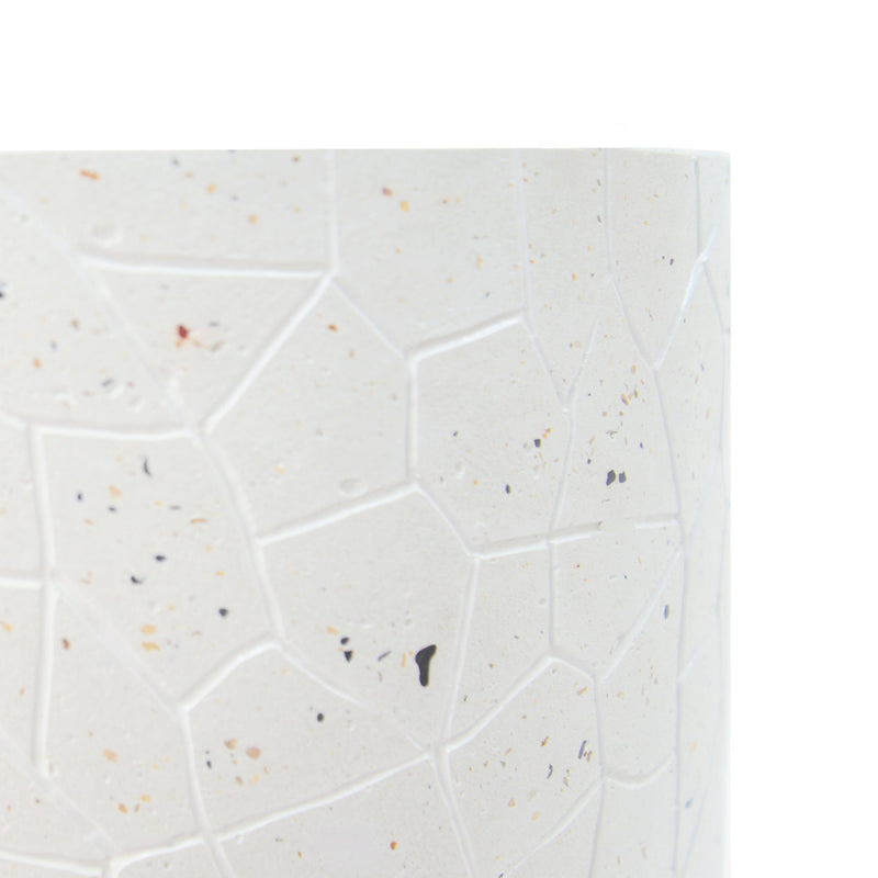 Outdoor Terrazzo Concrete Drum End Table, Living Room Accent Table - White Terrazzo
