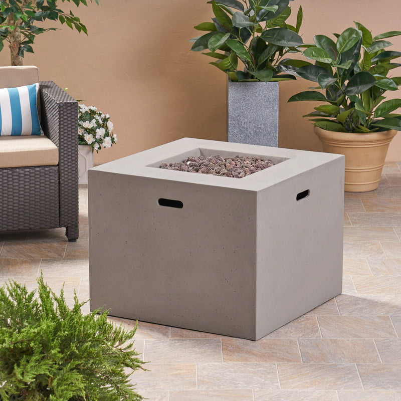 Outdoor Patio Square Gas Burning Concrete Fire Pit 40, 000 Btu