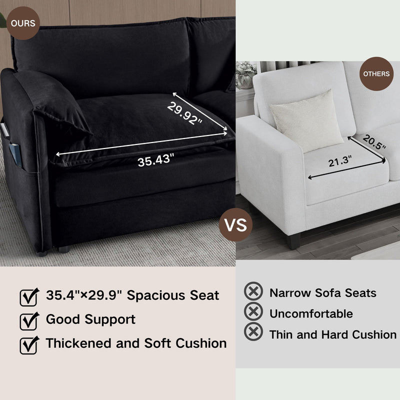 Modern Oversized Deep Seat Sectional Sofa With Pillows