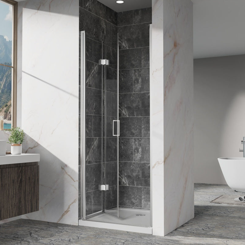 Frameless Bi Fold Shower Doors 30" W X 72" H - Chrome