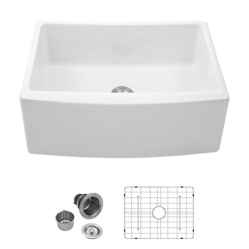 Farmhouse Sink, Apron Front Single Bowl With Arch Edge Design