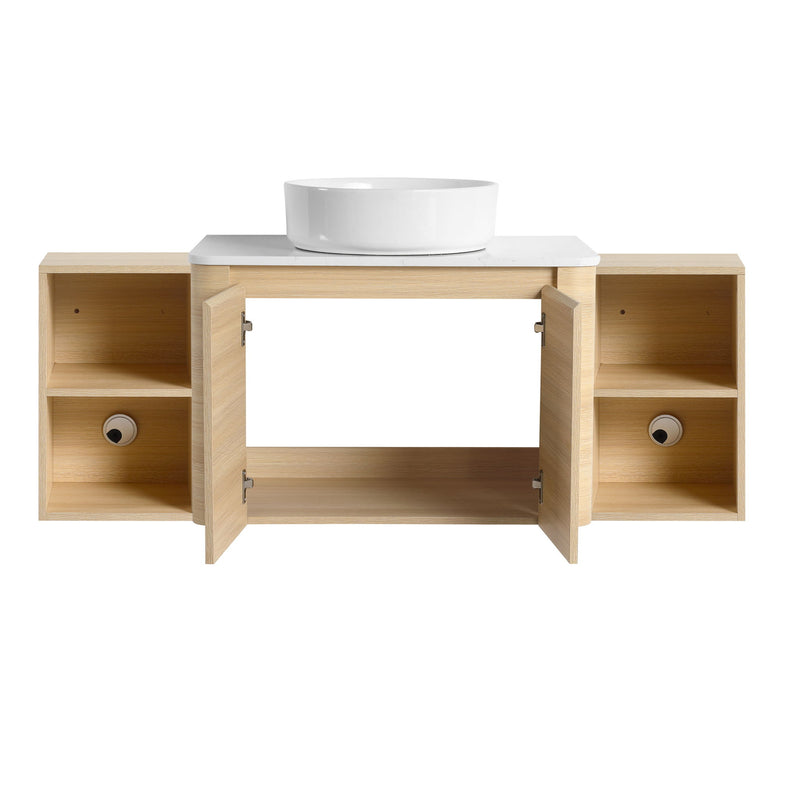 Mounted Bathroom Vanity With Art Sink, 2 Storage Shelves, Soft Close Door