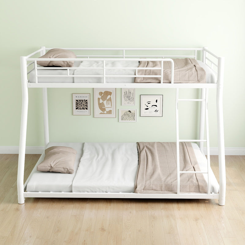 Bunk Bed Frame With Ladder And Guardrail, Heavy Duty Noise Free Design Metal Construction