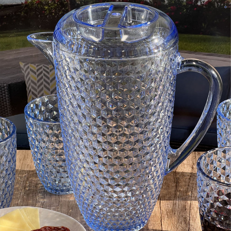 Diamond Cut Unbreakable Plastic Water Pitcher With Lid