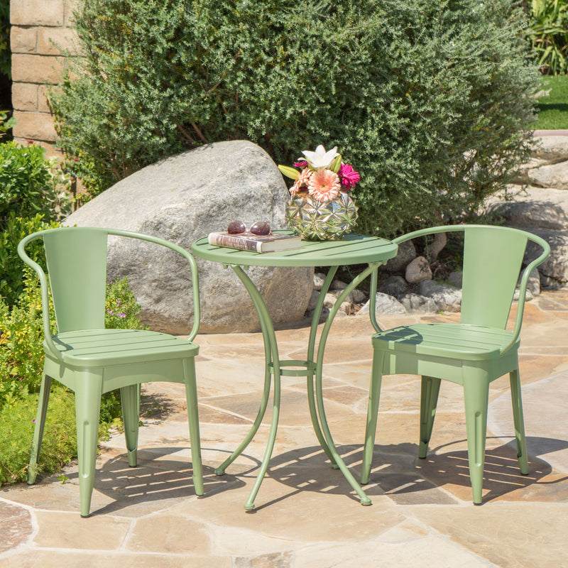 3 Piece Bistro Set With Table And 2 Chairs - Green