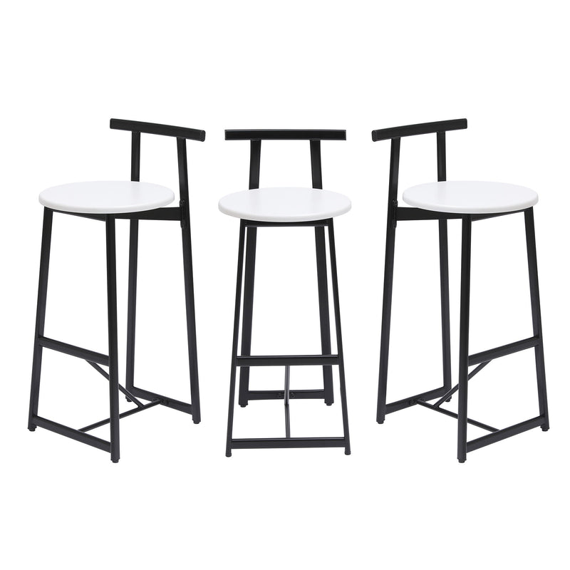 Modern Bar Stools With Backrest For Kitchen (Set of 3)