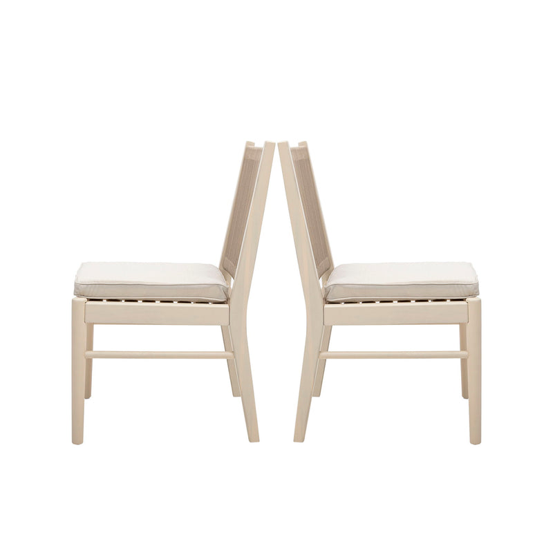 Cordoba - Dining Chair (Set of 2) With Acacia Wood Frame And Water Repellent Fabric - Beige / Yellow