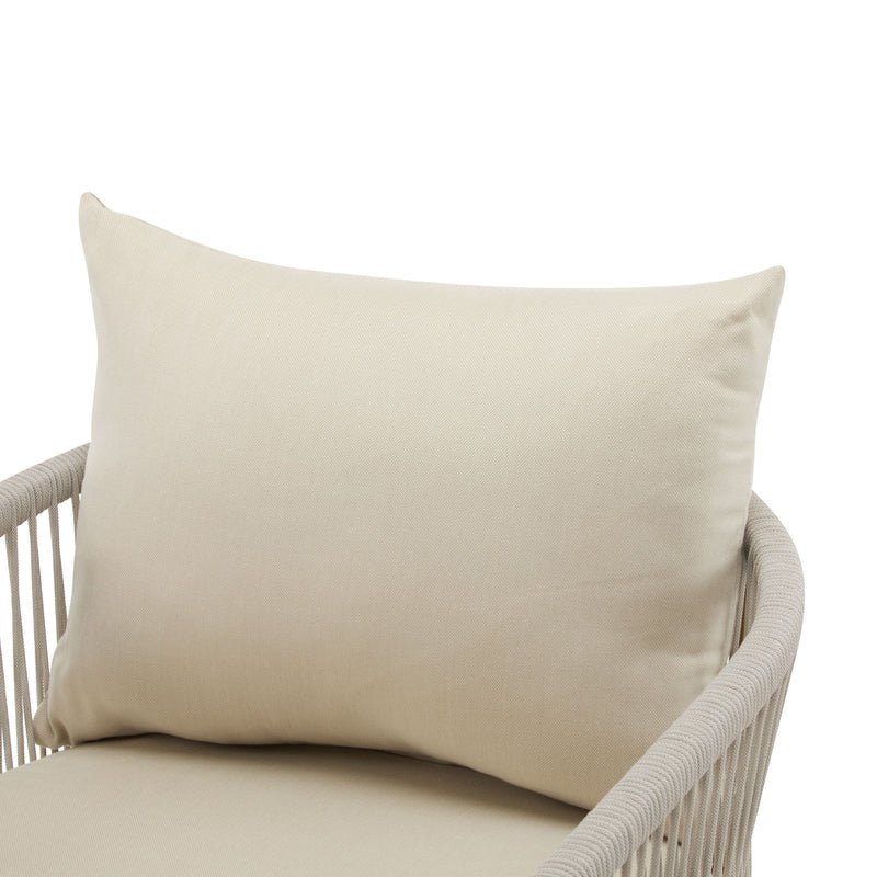 Modern Curved Aluminum Lounge Chair With Stylish Rope Weave Design And Cushioned Comfort For Outdoor