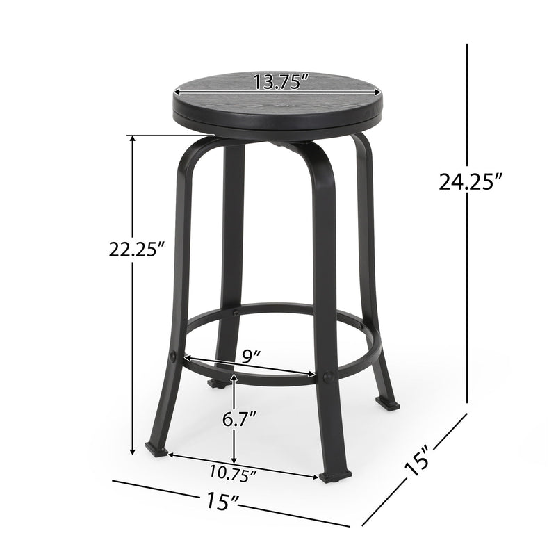Modern Industrial Counter Stool Set With Swivel Function