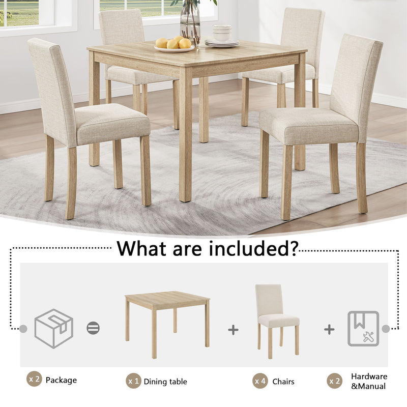 Modern 4 Person Dining Table Set With 4 Chairs