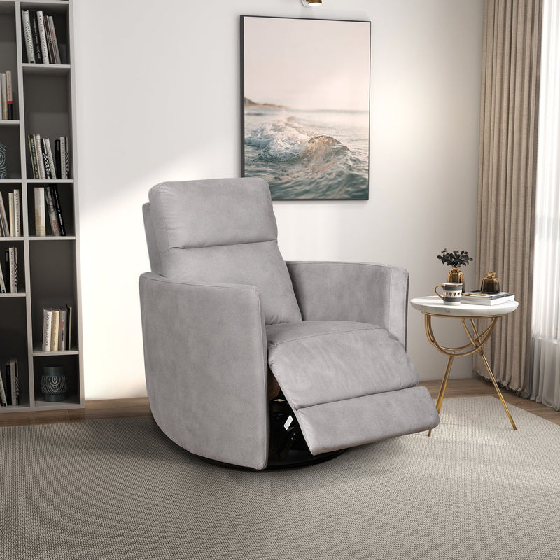 Lawson - Swivel Glider Suede Recliner Chair - Gray
