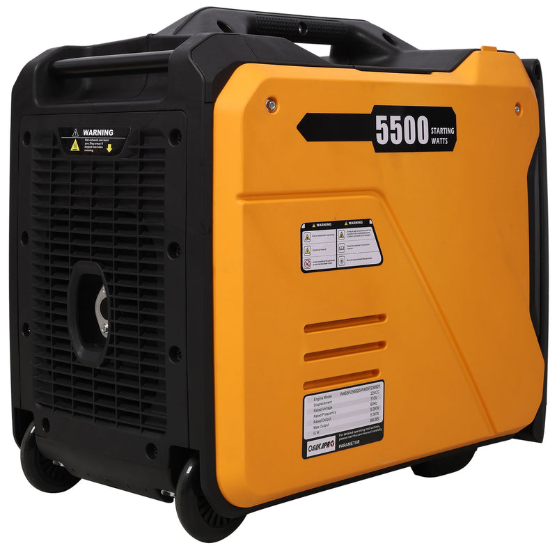Super Quiet Inverter Generator 5.5Kw Portable Electric & Remote Start Aluminum, 224Cc 4 Stroke