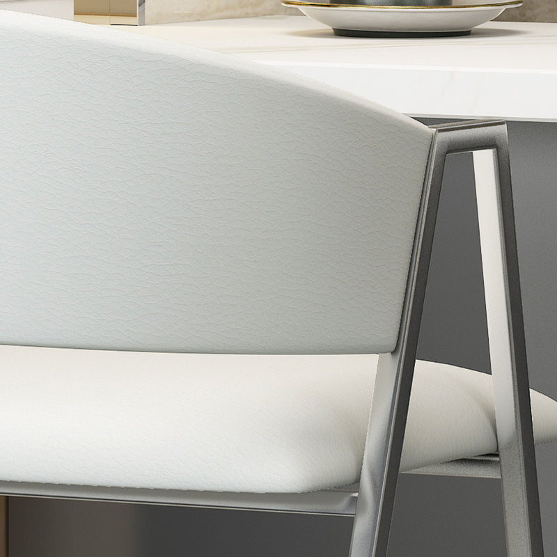 Modern Bar Stools With Low Back And Arms And Durable Metal Frame (Set of 2) - Ivory