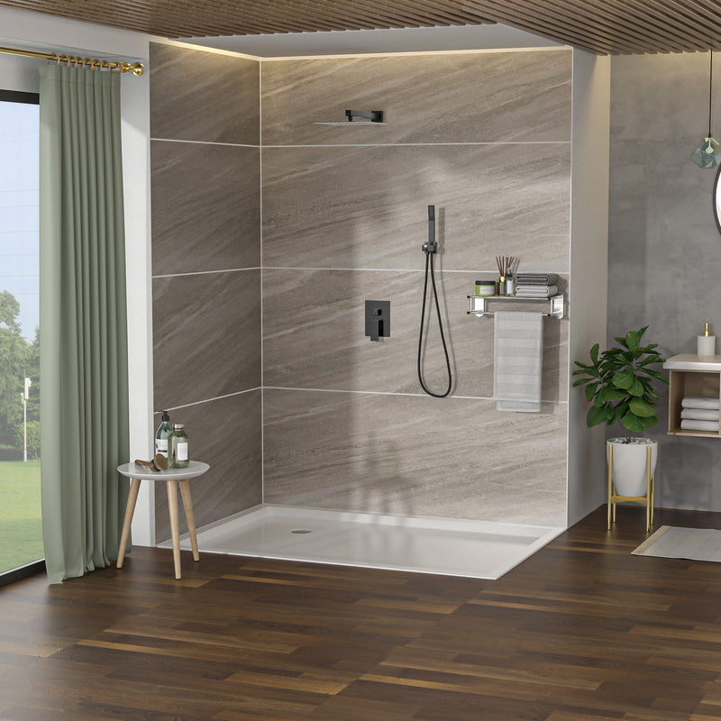 10" Square Dual Shower Head System Wall Mounted With Rough In Valve Modern Bathroom Fixture