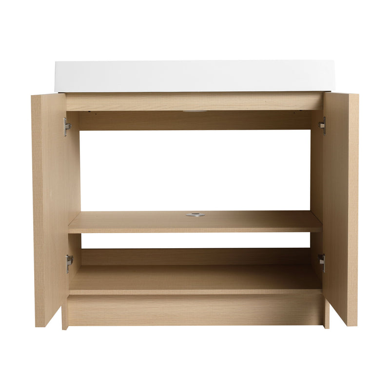 Freestanding Bathroom Vanity With Resin Sink & Soft Close Cabinet Doors
