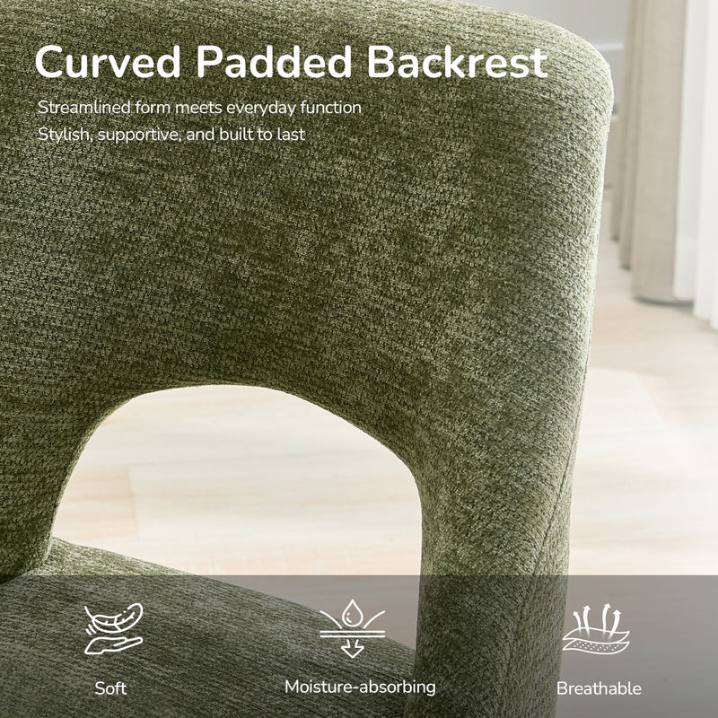 Upholstered Dining Chair With Curved Legs (Set of 2) - Green
