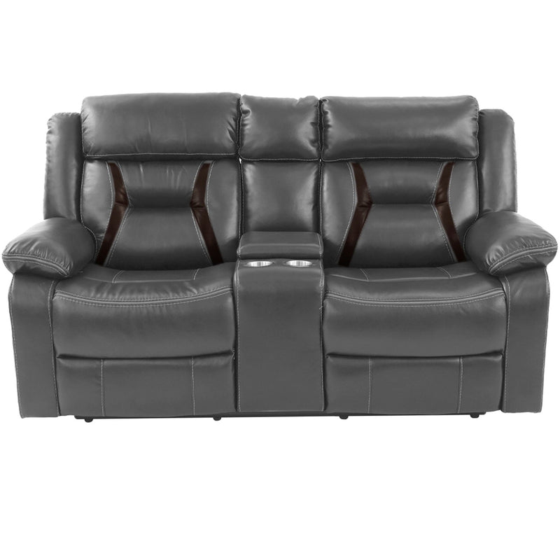 Modern Reclining Loveseat With Console, Cup Holders, Storage