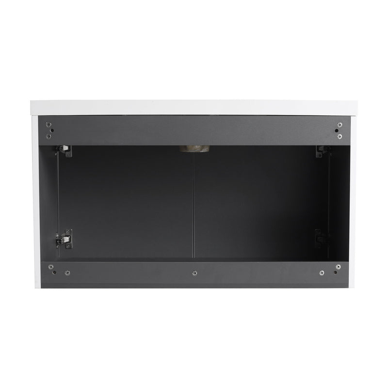 Contemporary Wall Mounted Bathroom Vanity With Resin Double Sink
