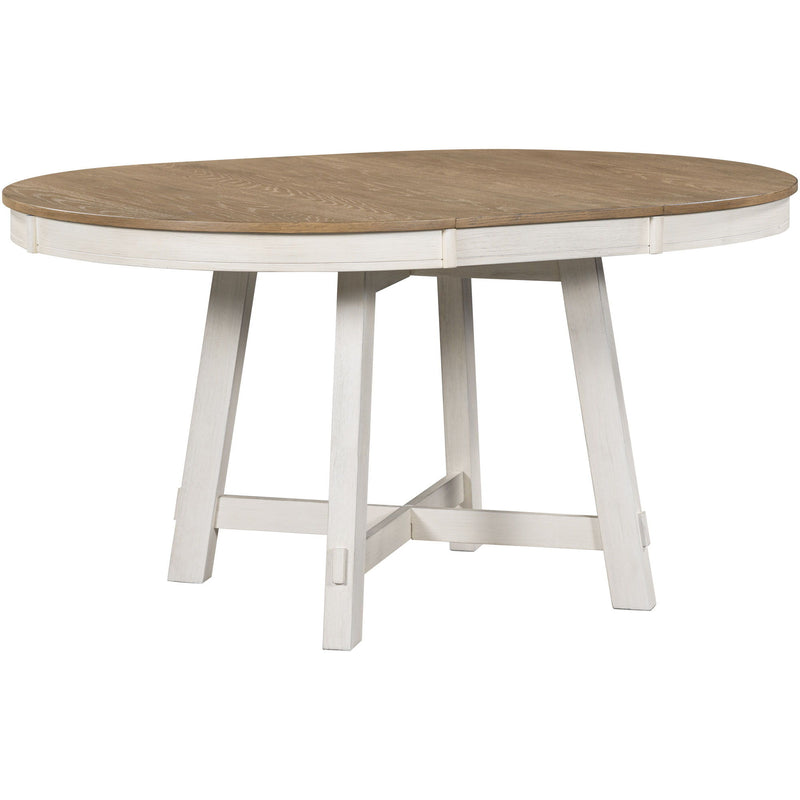 Round Extendable Dining Table Set With 4 Upholstered Chairs