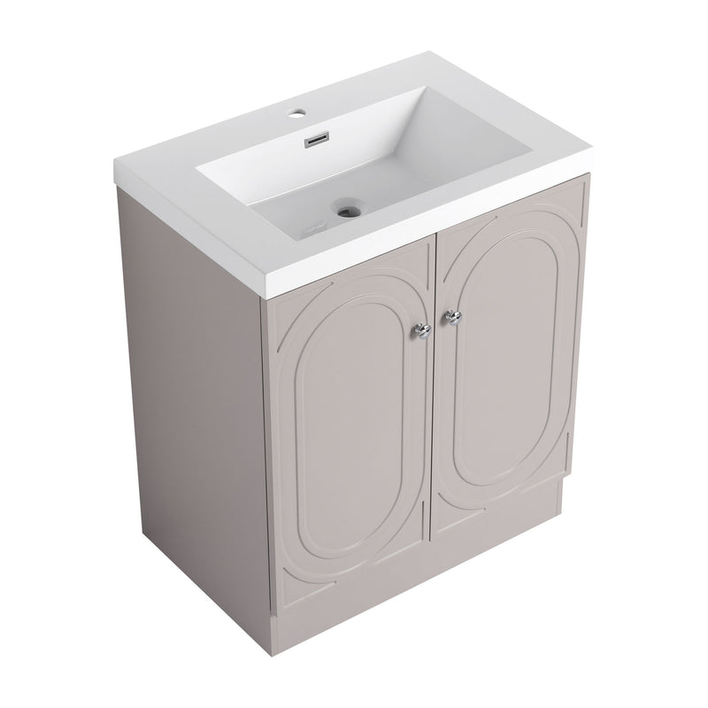 Contemporary Freestanding Bathroom Vanity With Resin Sink & Soft-Close Cabinet Doors