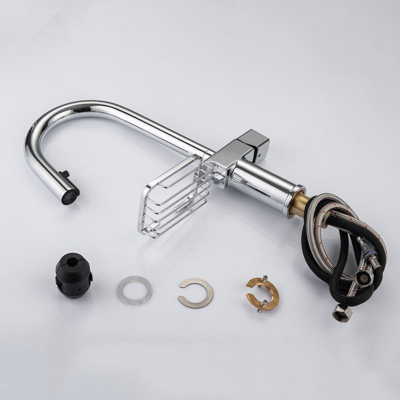 Cincosky - High Arc Pull Down Kitchen Faucet, Single Hole