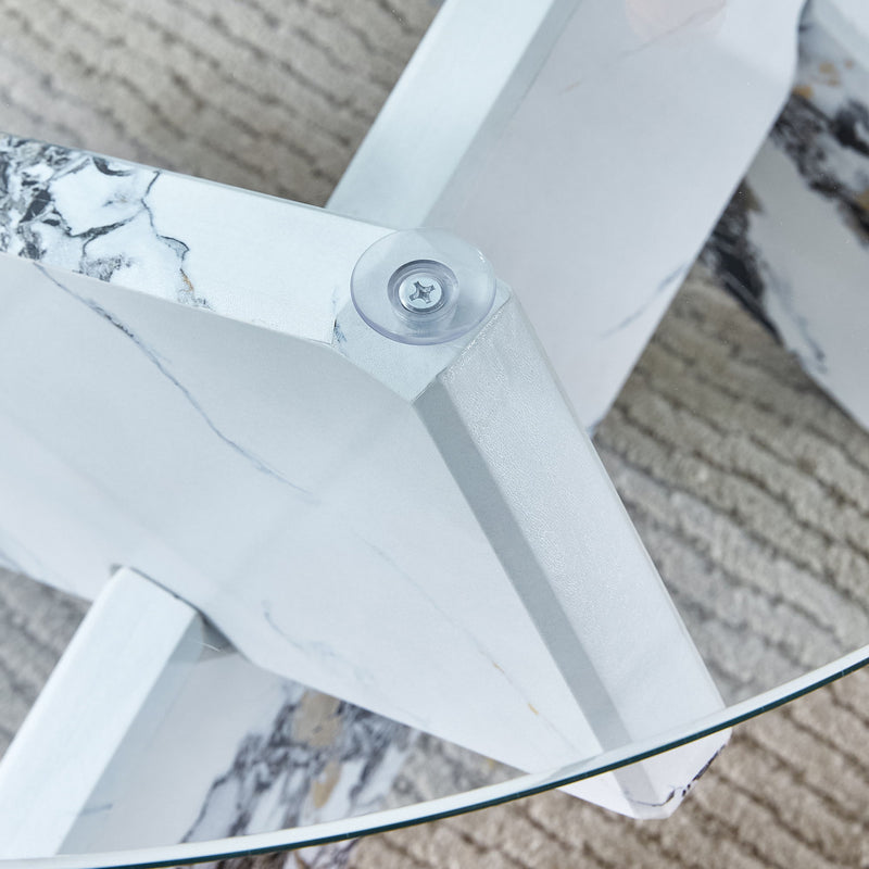 Modern Round Glass Coffee Table With Tempered Glass