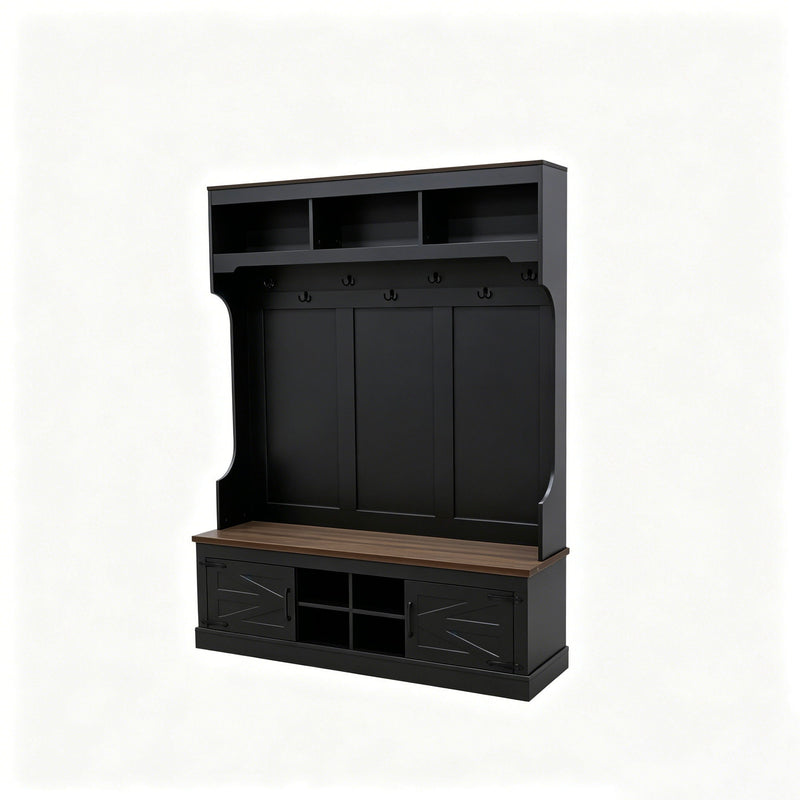 Farmhouse Hall Tree With Bench And Shoe Storage