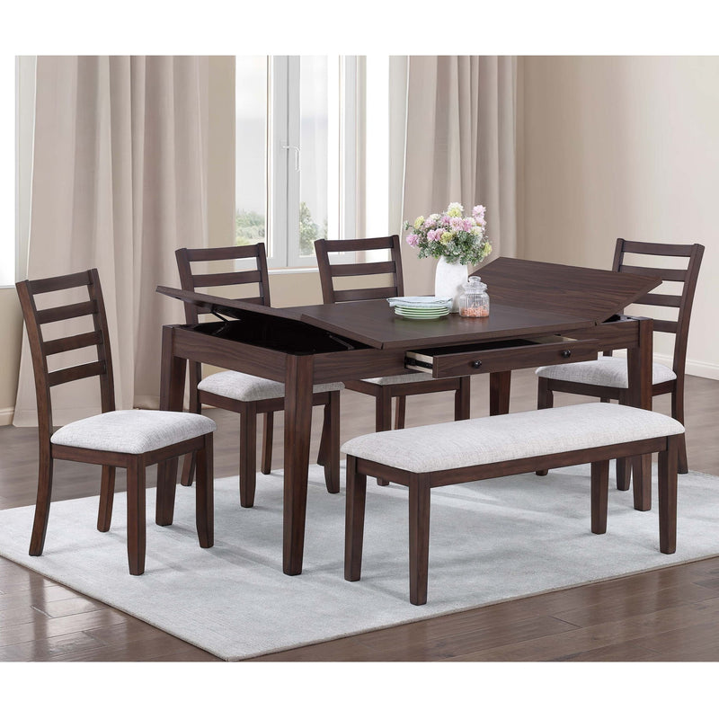 Dining Table With Built In Lift Top Storage And Drawer, Rectangular Furniture - Walnut