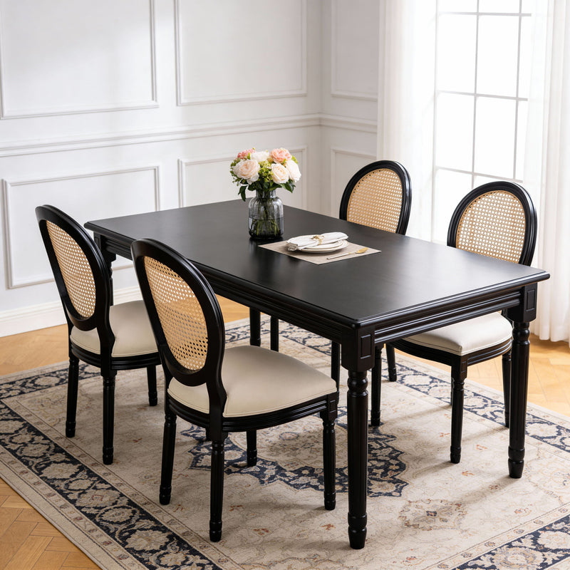 Dining Chairs, Upholstered With Round Back (Set of 2) - Black