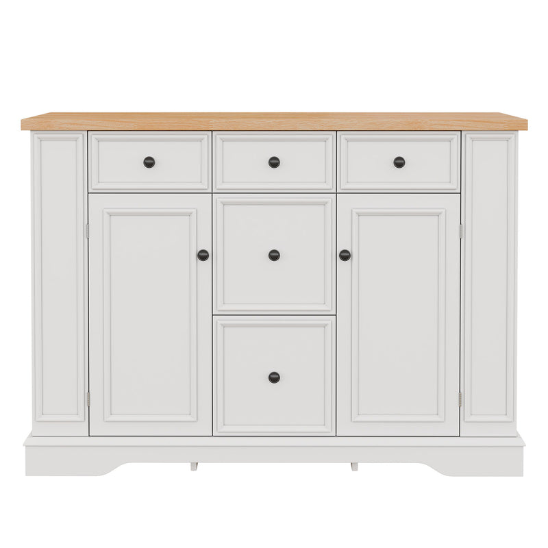 Sideboard Buffet Cabinet With 5 Drawers, 2 Cabinets, Adjustable Shelves