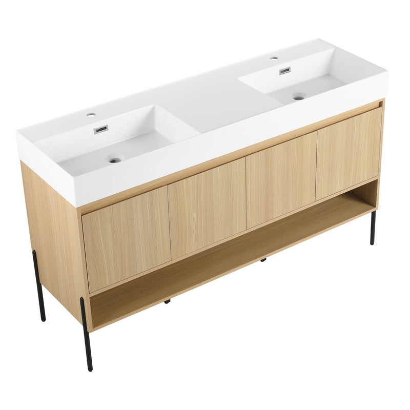 Modern Bathroom Vanity Combo With Single Resin Sink And Storage Cabinet