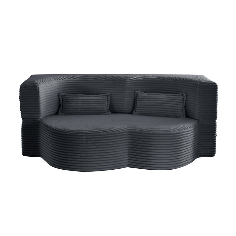Floor Convertible Sleeper Sofa Bed With 2 Pillows