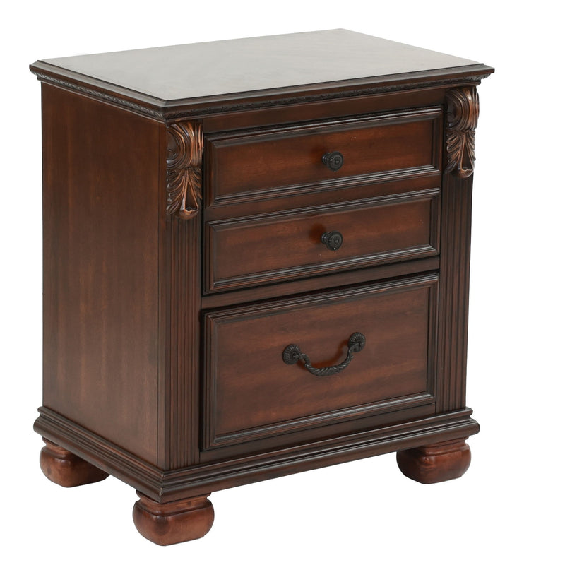 3 Piece Bedroom Set, Elegant Panel Bed With 2 Nightstands