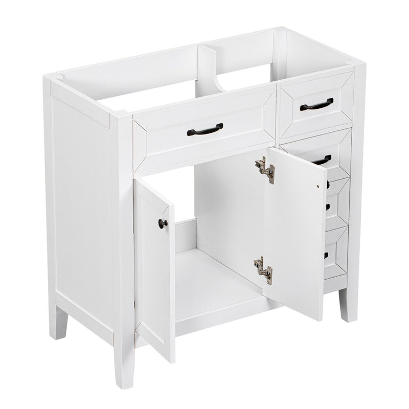 Modern Bathroom Vanity Base Only, 2 Doors And 3 Drawers