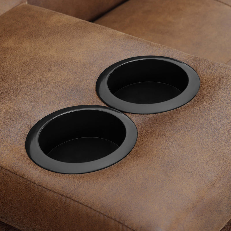 Tufted Convertible Sofa With Cup Holders - Brown