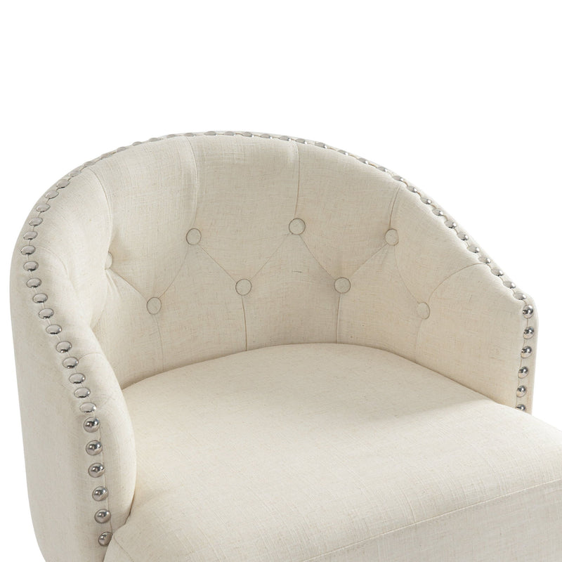 360 Degree Swivel Bar Stool & Stunning Nailhead Trim (Set of 2) - Beige