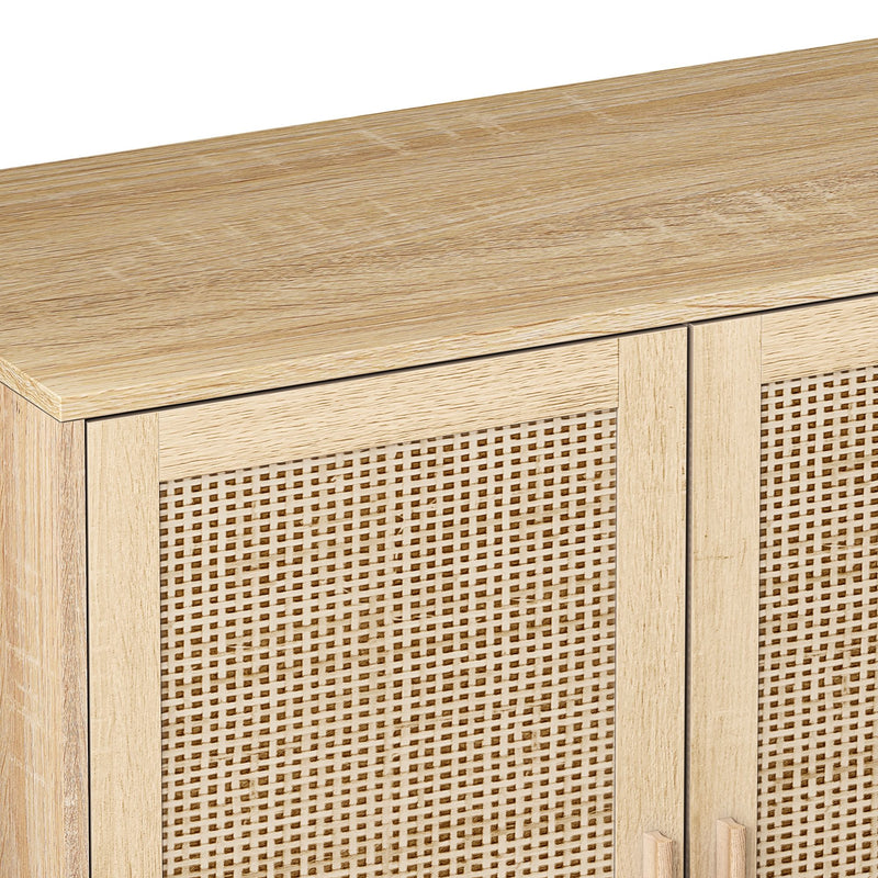 Elegant And Functional Rattan Decorative Storage Cabinet With 4 Doors
