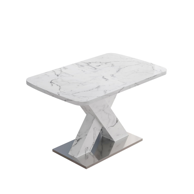 Modern Rectangle Dining Table With Stretchable TopAnd X Shape Legs