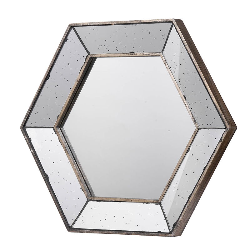 Hexagon Wall Mirror With Contemporary Glass Design, Home Decor Accent Mirror For Living Room, Entryway, Bedroom