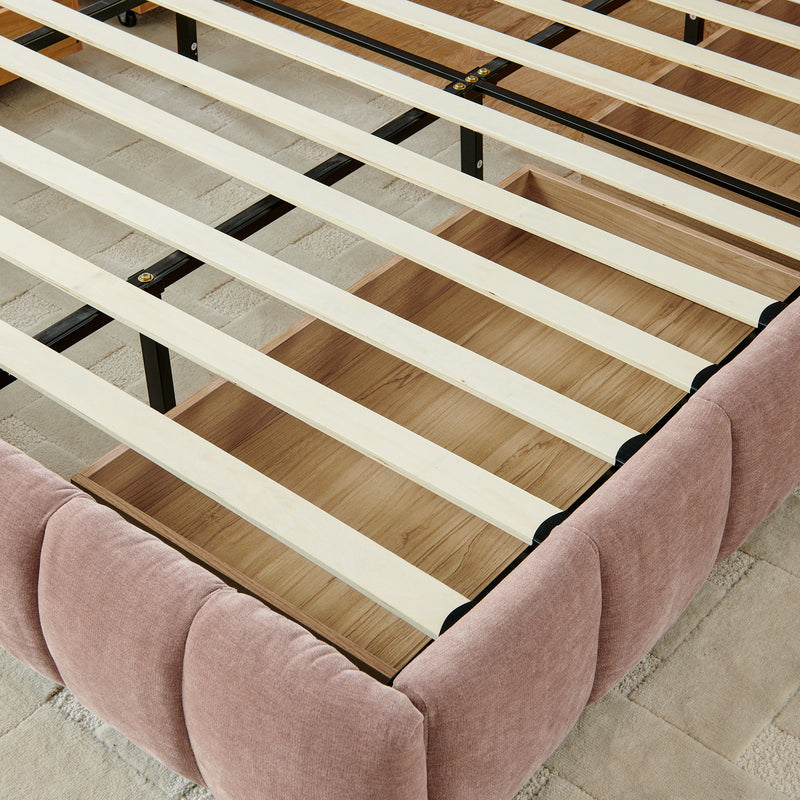 Modern Platform Bed Frame With Thick Fabric