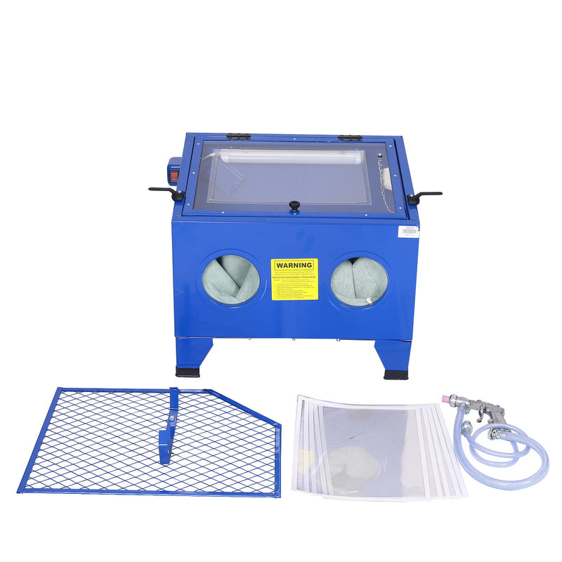 Bench Top Portable Sand Blaster Cabinet Kit 25 Gallon With 80 Psi Capacity - Blue