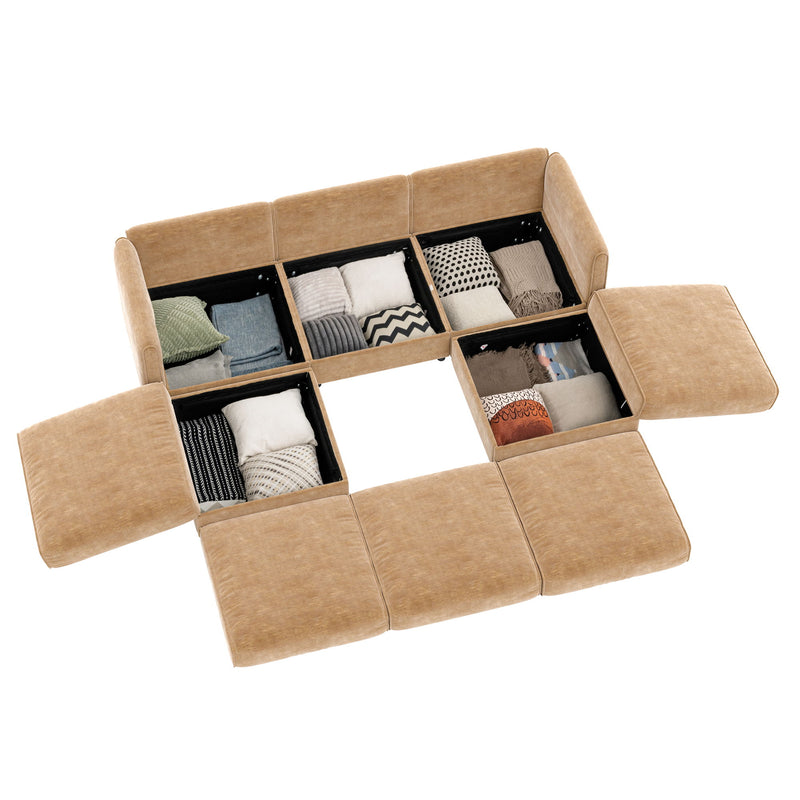 Contemporary Elegant Sofa With Storage And Ottoman