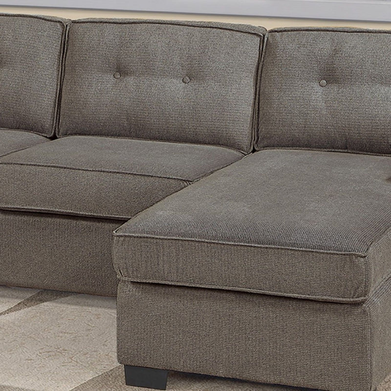 Reversible Chaise U - Sectional Couch, Living Room 3 Piece Set