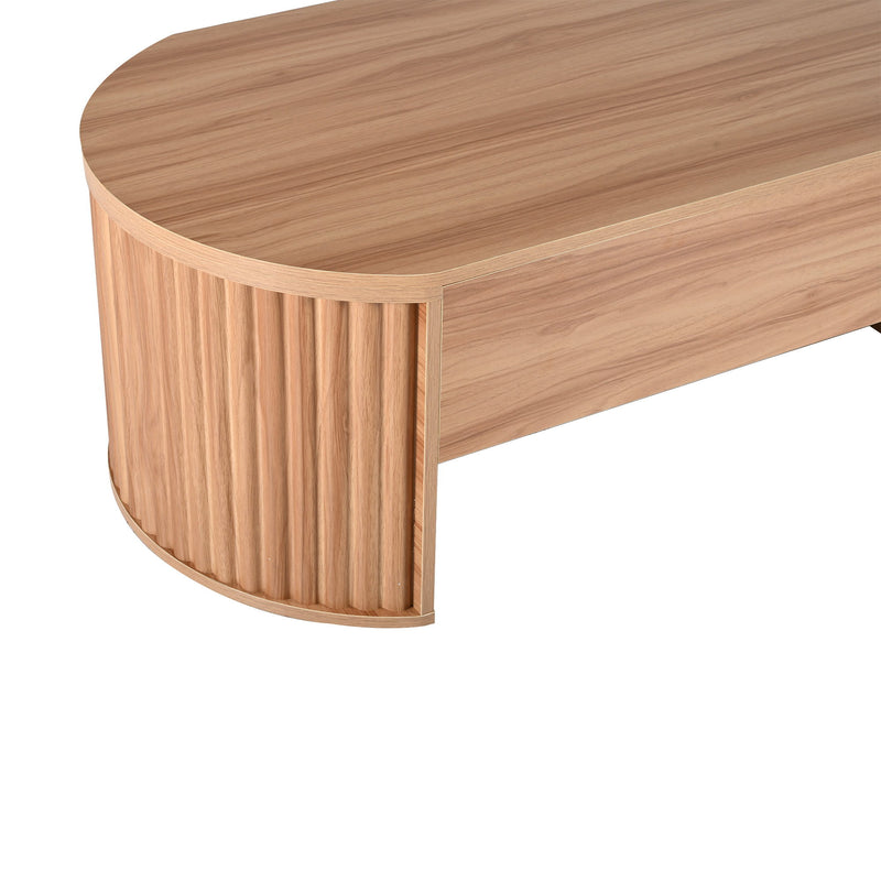 Lift Top Coffee Table With Hidden Compartment, Modern Oval Lift Tabletop For Home Living Room
