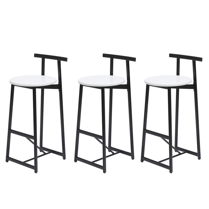 Modern Bar Stools With Backrest For Kitchen (Set of 3)