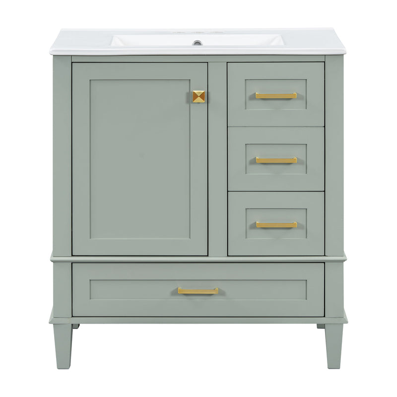 Bathroom Vanity, Modern Bathroom Cabinet With Sink Combo Set, Bathroom Storage Cabinet With A Soft Closing Door And 3 Drawers, Solid Wood Frame
