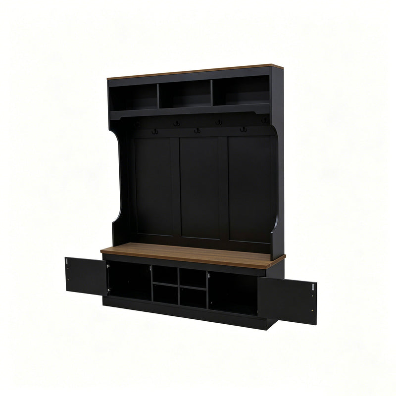 Farmhouse Hall Tree With Bench And Shoe Storage