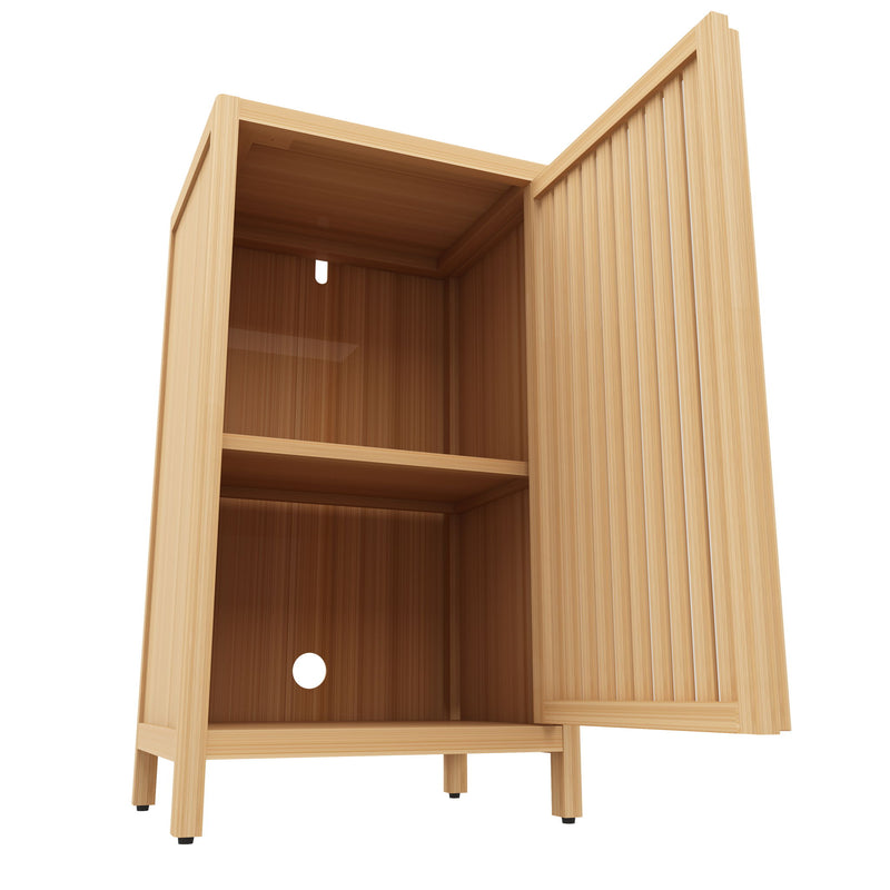 Bamboo Freestanding Storage Cabinet With Door And Shelf For Bathroom, Living Room, Kitchen - Natural / Natural Wood